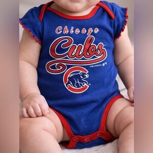 Chicago Cubs Baby Onesie 3/6M MLB Genuine Merchandise Blue Red Bodysuit